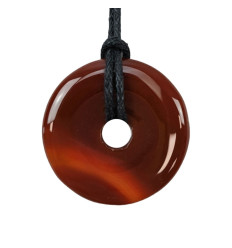 Donut or Chinese Pi in Carnelian 30mm + cord - Pendant or bracelet