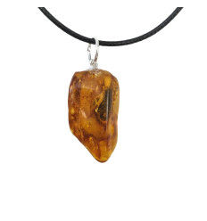 Amber AB necklace - rolled stone pendant + cord