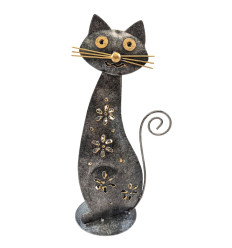Candle holder cat made of wrought iron. Small model 28cm