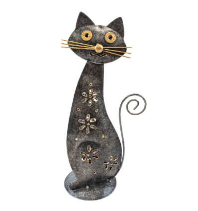 Wrought iron cat photophore - Small model 28cm