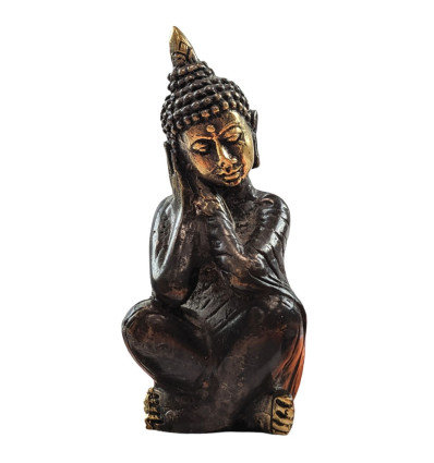 Statuette Bouddha Penseur en Bronze Artisanal de Bali 9cm