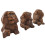 Les 3 singes "secret du bonheur". Statuettes en bois massif H10cm