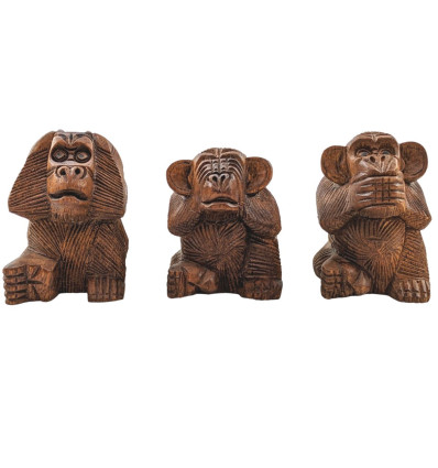 The 3 monkeys "secret of happiness". Solid wood statuettes 10cm