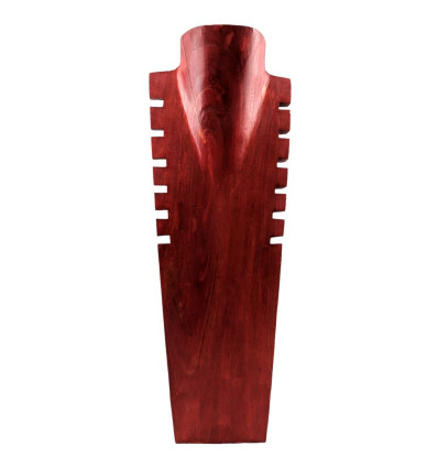 Destocking! Busto - Espositore con collane in legno finitura rossa 50cm