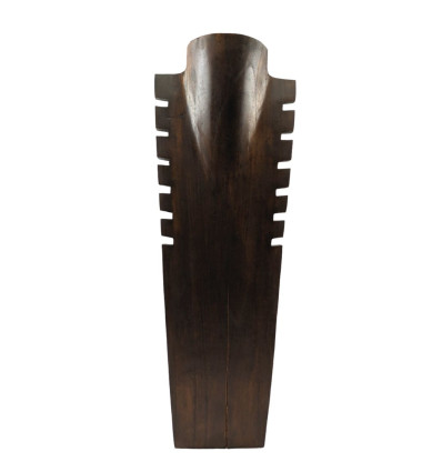 Dismesso - Busto espositivo con colletti dentellati in legno massello marrone 50cm