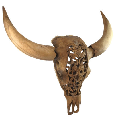Wall trophy Buffalo Head XL carved wood 70cm