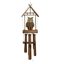Carillon di vento artigianali di bambù arredamento Owl - Gufo