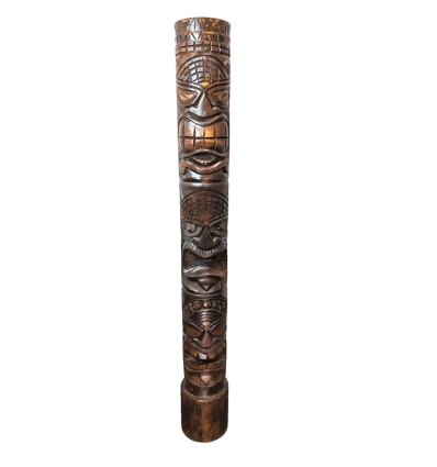 Totem Tiki 150cm en bois massif sculpté - Décoration Polynésienne