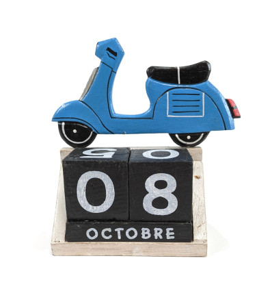 Calendario perpetuo Vespa vintage in legno blu