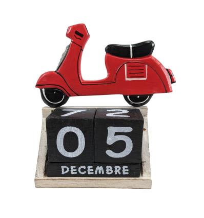 Calendario perpetuo Vespa vintage in legno rosso