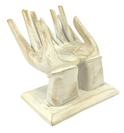 Le mani porta-anelli / schede di Visualizzazione. In legno massello bianco spazzolato