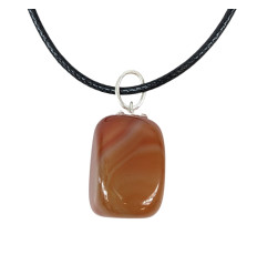 Carnelian necklace - rolled stone pendant + cord