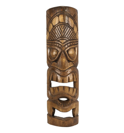 Masque Tiki 50cm en Bois Sculpté - Décoration Exotique