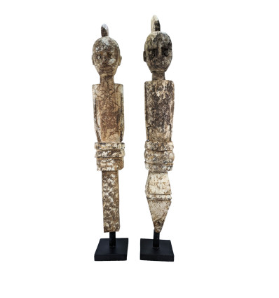 Les 2 Grandes Statues "Ancêtres du Timor" en bois 90cm