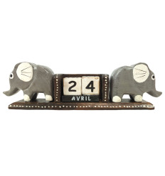 Wooden Perpetual Calendar - Little Elephants