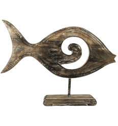 Carving Fish Wood Weathered for Marine Decoration Modern