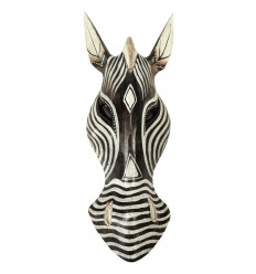 Hand Carved and Painted Zebra 30cm Wooden Wall Mask