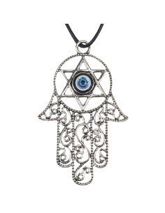 Necklace with Pendant Hand of Fatma & Blue Eye - Silver...