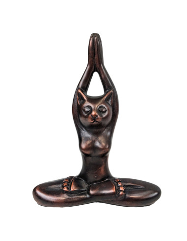 Statuetta Yoga Gatto in Posizione del Loto 20cm