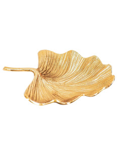 Trinket Tray or Dish Tropical Leaf Ginkgo Biloba Gold 29cm