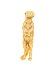 Statuette de suricate debout en polyrésine dorée - 35 cm