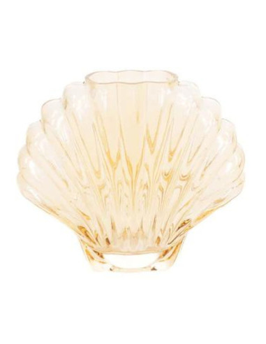Shell-shaped vase - Amber glass 17cm