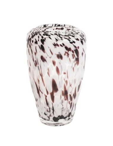Vaso in vetro leopardato marrone e bianco 30cm