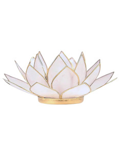 White Lotus Flower Candle Holder in Capiz Shell