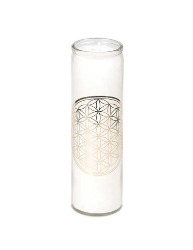 Lemongrass mint and frankincense scented candle with Fleur de Vie motif