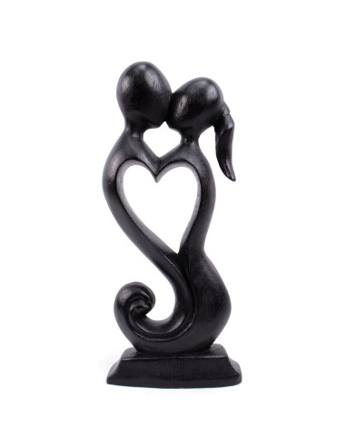 Statuetta abstract Coppia in Fusione h20cm in legno nero intagliato a mano solida