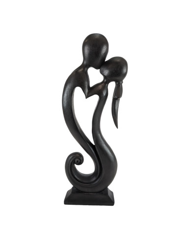 Great Statue Couple in Love h50cm exotic wood hue ebony