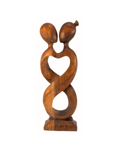 La grande statua di coppia Amore Infinito H50cm in legno massello tinta marrone