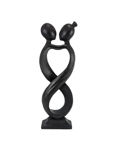 Statue abstraite couple Amour Infini 50cm bois Noir