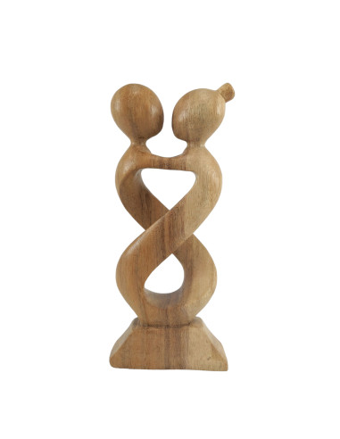 Statuette abstract couple Love Infinity h20cm solid wood tint natural