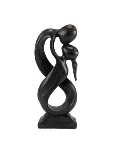 Statua astratta paio Unione Infinita h30cm in legno massello nero