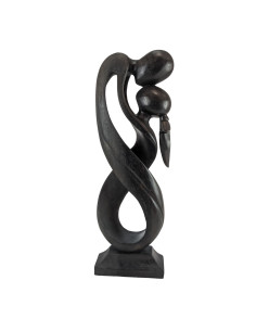 Large statue of a couple entwined infinity h50cm wood hue...