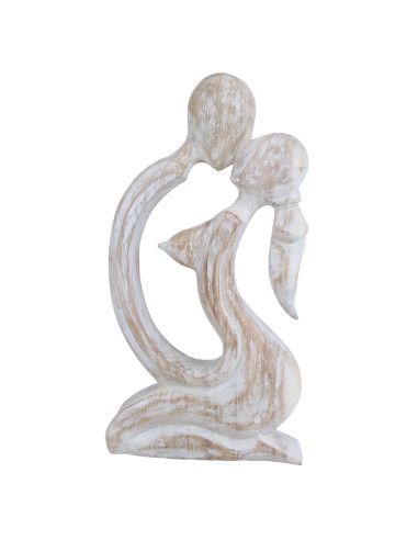Statua Coppia Sensuale h30cm in legno massello patina bianca. Idea regalo cattivo erotico.
