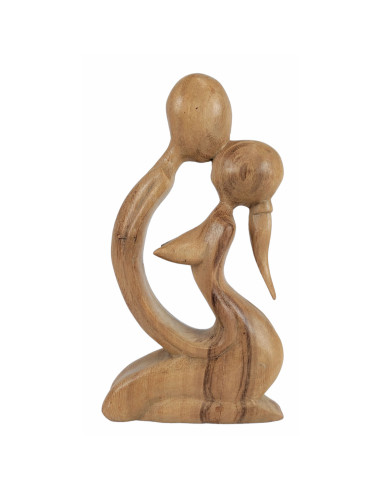 Statue abstraite Couple Sensuel 20cm en bois Brut
