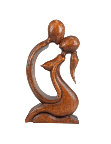 Statuetta abstract Coppia Sensuale h30cm legno massello intagliato a mano