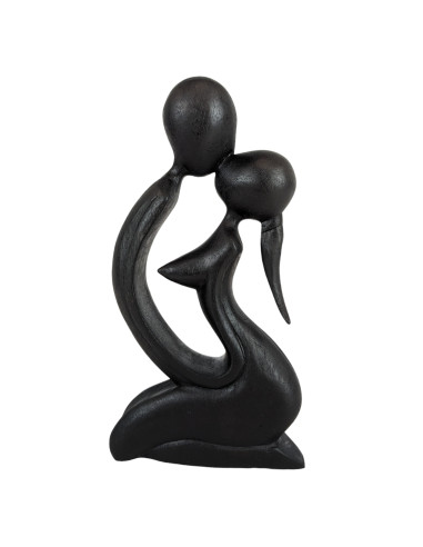 Statue abstraite Couple Sensuel 20cm en bois Noir