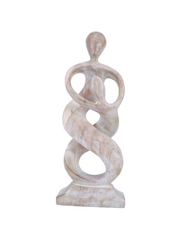 Grande abstract statua H50cm esotico legno finitura bianco spazzolato