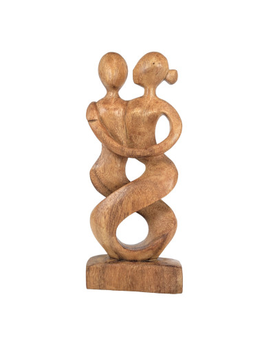 Statue abstract couple dancers Accomplices h30cm wood natural finish