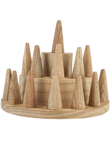 Porta-anelli / espositore per anelli (13 coni) in legno massello lordo