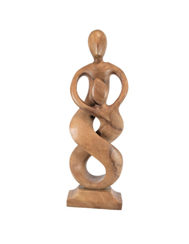 Abstract Statue Union Family h30cm wood natural finish