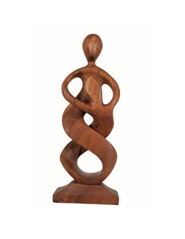 Abstract Statue Union h30cm solid wood carved hand Brown