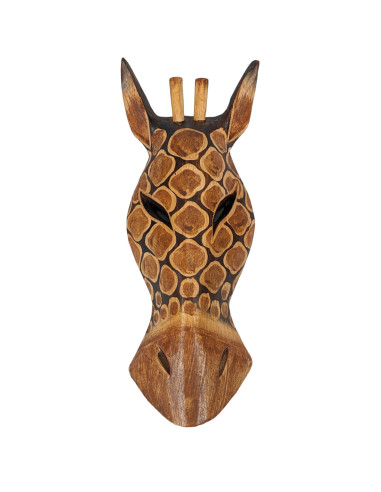 Masque Girafe en bois 30cm - Decoration exotique