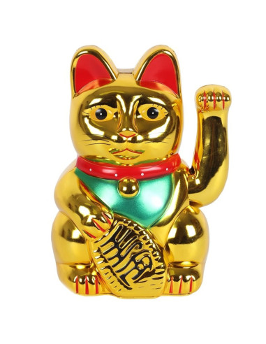 Maneki Neko tradizionale oro / Gatto portafortuna giapponese 15,5 cm