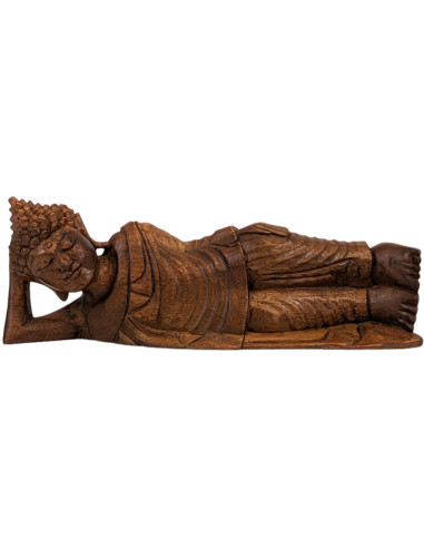 Reclining Buddha Statue 30cm in Solid Suar Wood