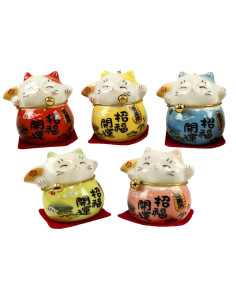 Lucky Japanese Cats - 5 Porcelain Maneki Neko