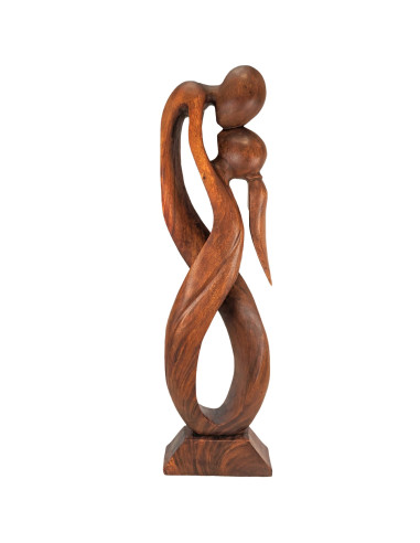 Statue abstraite Couple enlacé Infini 100cm en bois Teinté